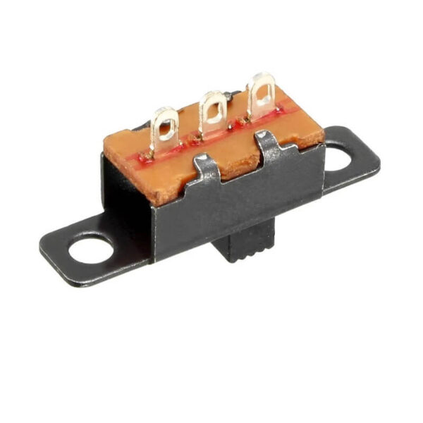 The SPDT (Single Pole Double Throw) 3-Pin Slide Switch with Knob is a small, reliable switch ideal for managing single-circuit ON-ON configurations in various DIY electronics, prototyping, and circuit control projects. Featuring a sliding knob for easy toggling between two ON positions, this switch is perfect for applications that require switching between two outputs or control points. With its compact 3-pin design, this SPDT slide switch is easy to integrate into tight spaces or small devices, making it a go-to choice for prototyping and custom electronic projects.