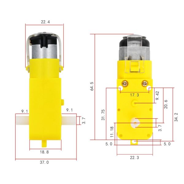 (Pack of 4) 300 RPM Dual Shaft BO Motor