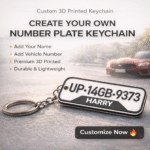 Custom 3D Printed Number Plate Keychain