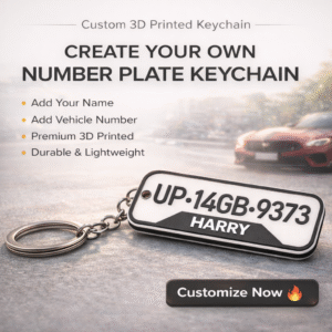 Custom 3D Printed Number Plate Keychain